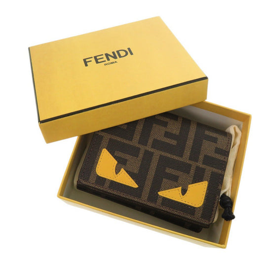 FENDI Tri-fold wallet 8M0480ATXVF1QIT Cotton, Polyurethane Brown New Year Collection FF Fabric
