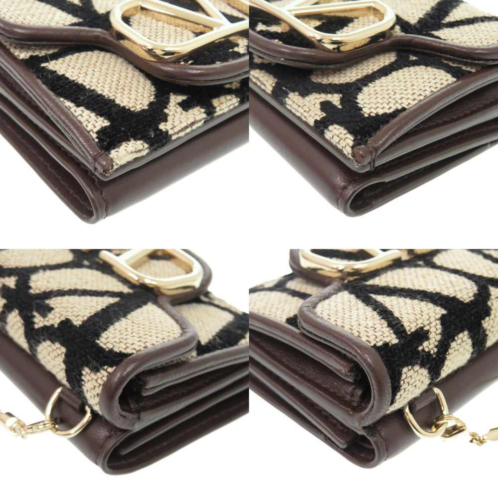 VALENTINO Tri-fold wallet Canvas, Leather beige Roco Toile Iconograph