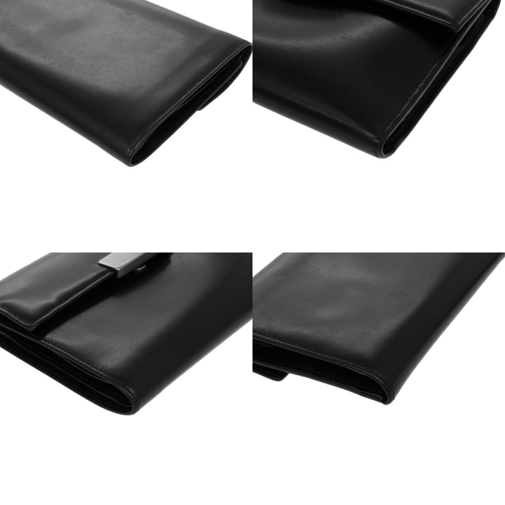 PRADA Tri-fold wallet leather black mens Used Authentic