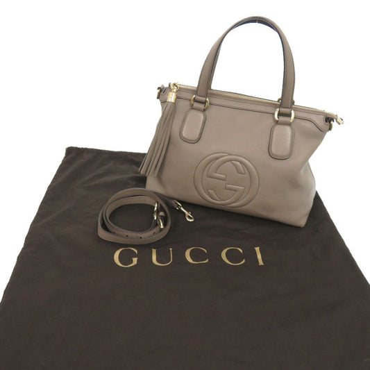 GUCCI Handbag 308362 leather Gurege Soho Interlocking Women Used Authentic