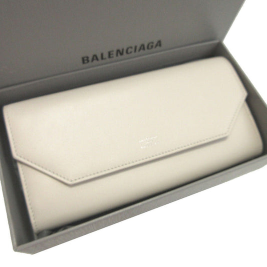 BALENCIAGA Long Wallet Purse 736732 leather white ENVELOPE