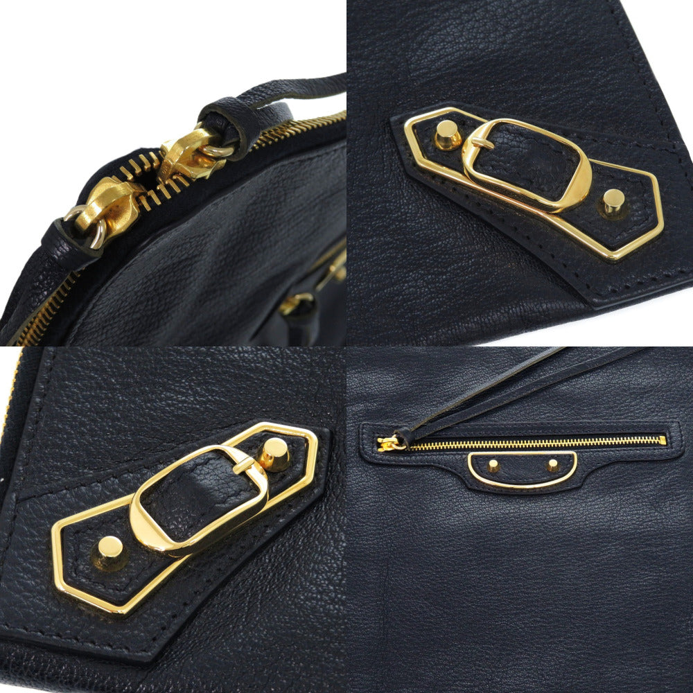 BALENCIAGA Clutch bag Leather, Goatskin Navy Metal Edge Goatskin