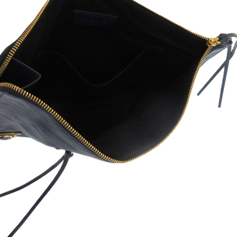 BALENCIAGA Clutch bag Leather, Goatskin Navy Metal Edge Goatskin