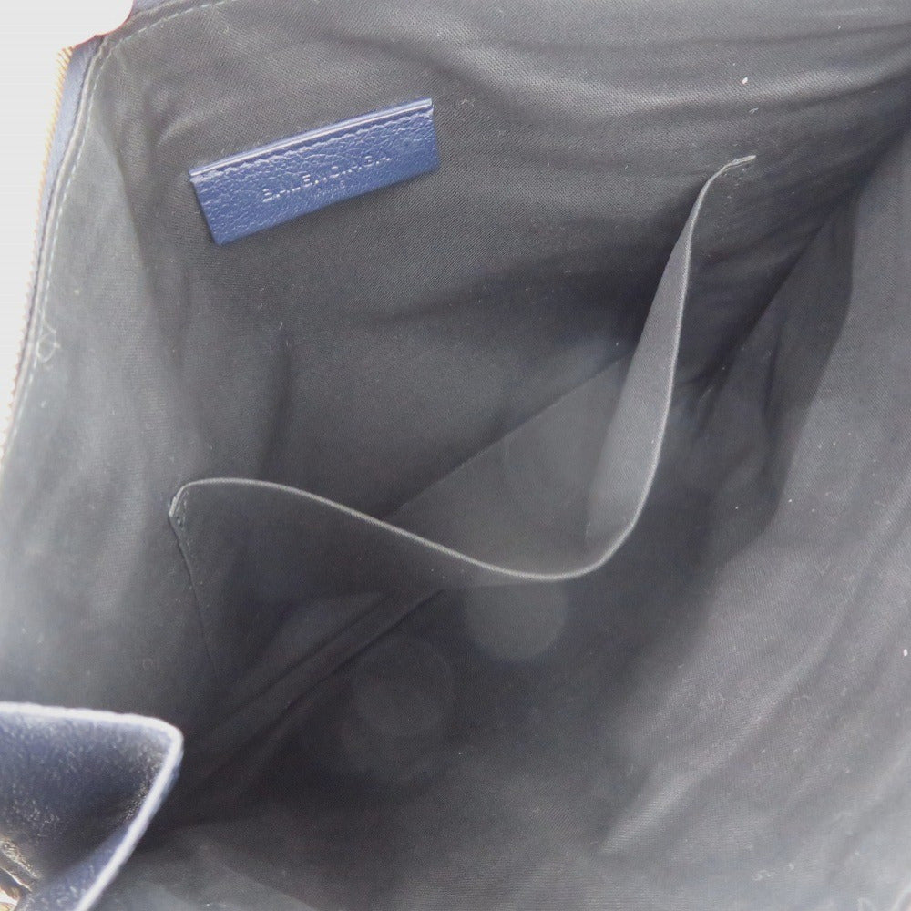 BALENCIAGA Clutch bag Leather, Goatskin Navy Metal Edge Goatskin
