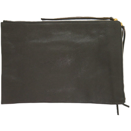 BALENCIAGA Clutch bag Leather, Goatskin gray Metal Edge Goatskin