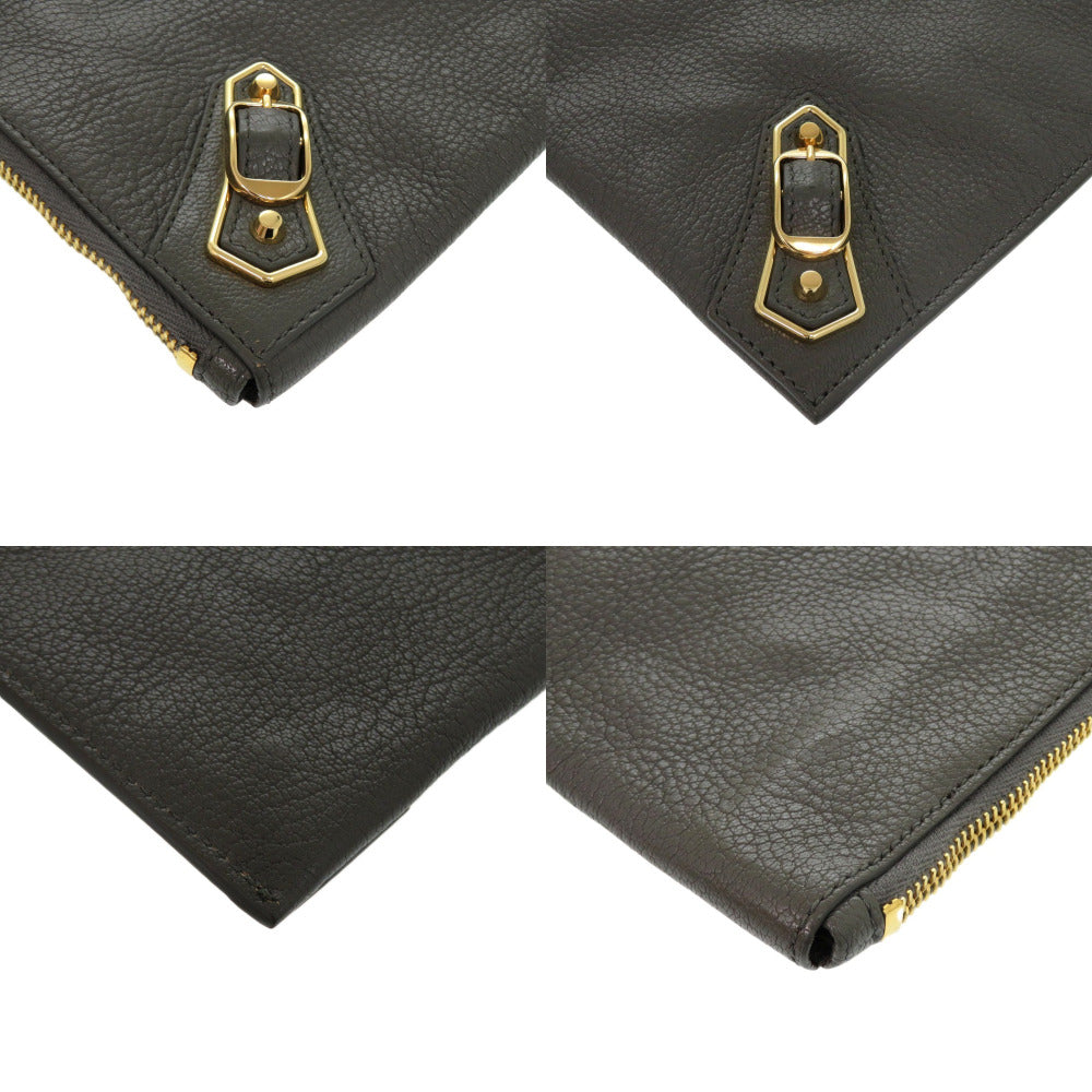 BALENCIAGA Clutch bag Leather, Goatskin gray Metal Edge Goatskin