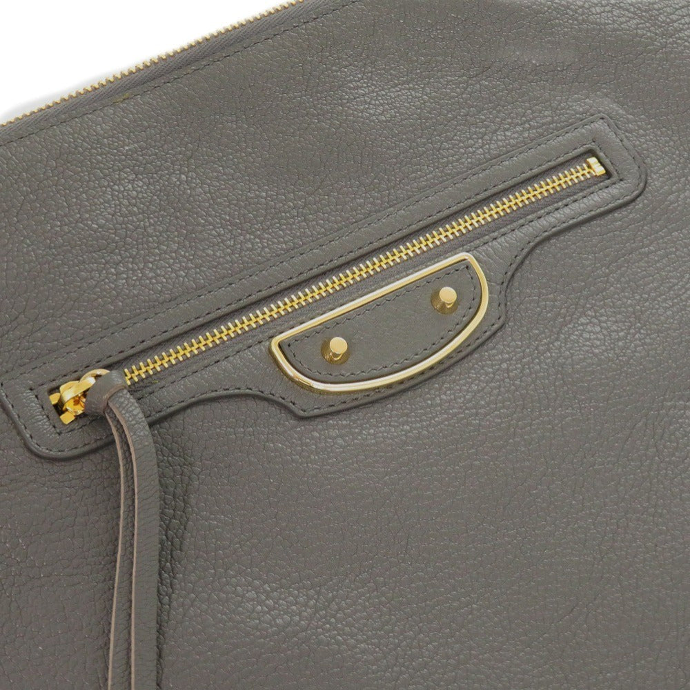 BALENCIAGA Clutch bag Leather, Goatskin gray Metal Edge Goatskin