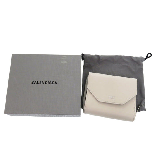 BALENCIAGA Tri-fold wallet 753762 9960 0 52754S leather off white Envelope Compact Wallet Women Used Authentic