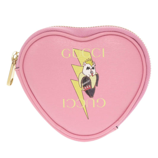 GUCCI Coin case 701062 leather pink x Bananya Heart Shape