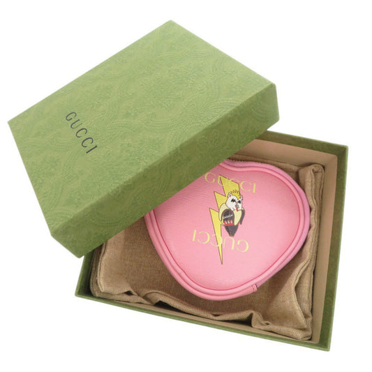 GUCCI Coin case 701062 leather pink x Bananya Heart Shape