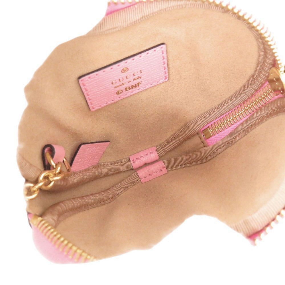 GUCCI Coin case 701062 leather pink x Bananya Heart Shape