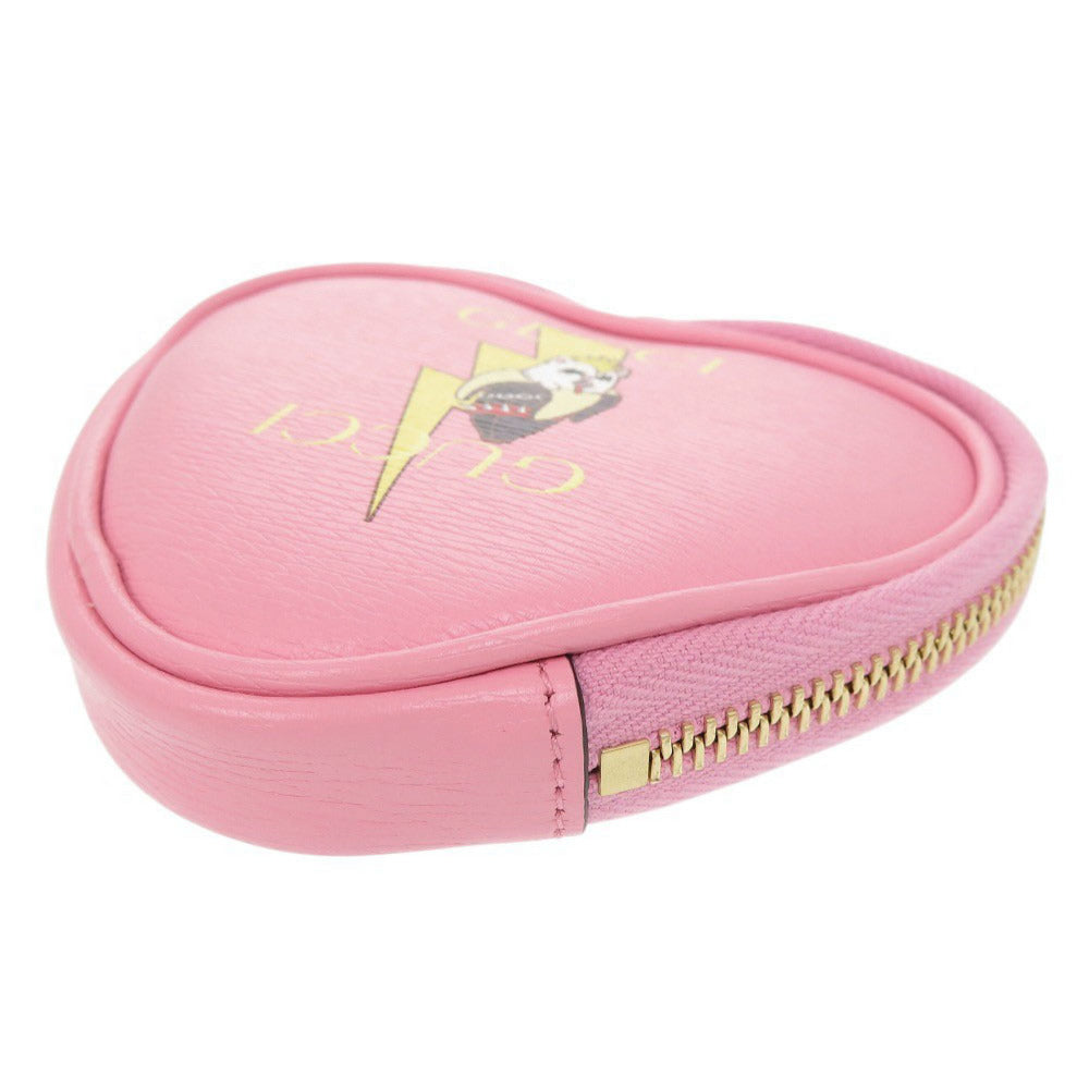 GUCCI Coin case 701062 leather pink x Bananya Heart Shape