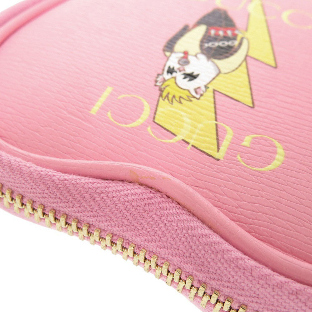 GUCCI Coin case 701062 leather pink x Bananya Heart Shape