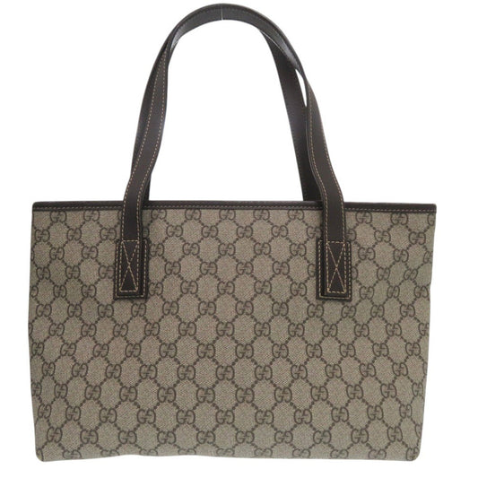 GUCCI Tote Bag 211186 PVC beige Shoulder Bag handbag GG Supreme Women Used Authentic