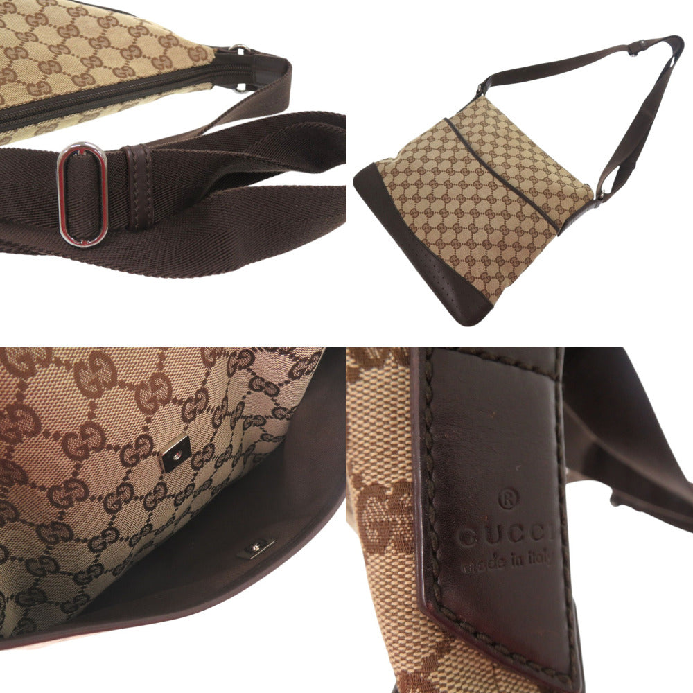 GUCCI Shoulder Bag 145857 GG canvas Brown Sacoche GG pattern all-over pattern Crossbody Women Used Authentic