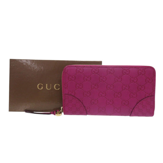 GUCCI Long Wallet Purse 323397 leather purple Zip Around Guccisima Women Used Authentic