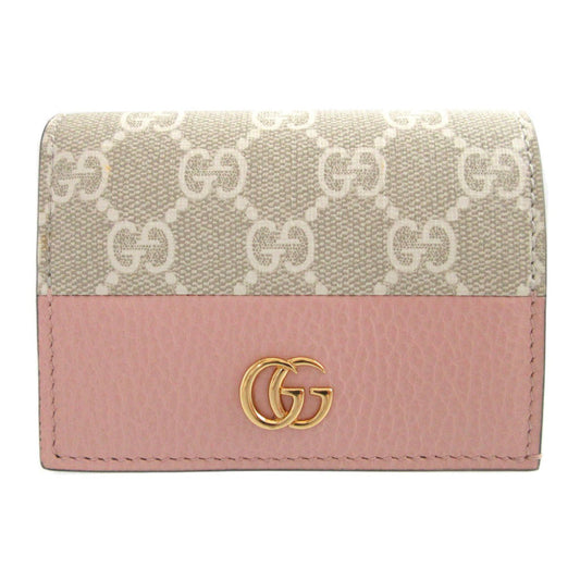 GUCCI Bifold Wallet 658610 Leather, GG Supreme pink GG Marmont