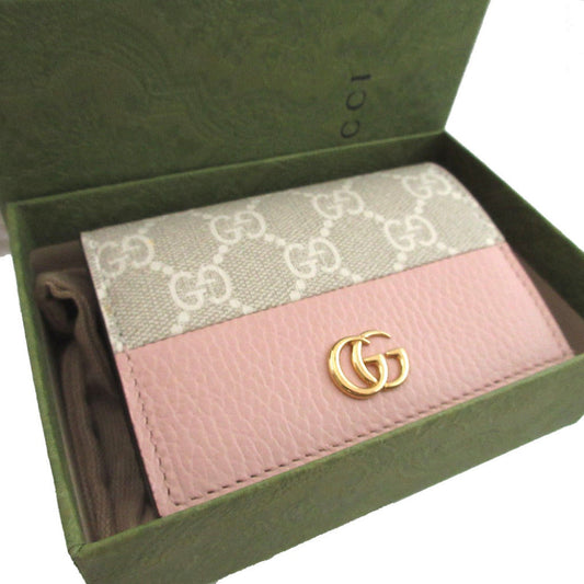 GUCCI Bifold Wallet 658610 Leather, GG Supreme pink GG Marmont