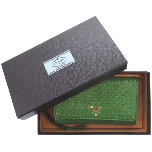 PRADA Bifold Wallet 1M1438 Goat leather green