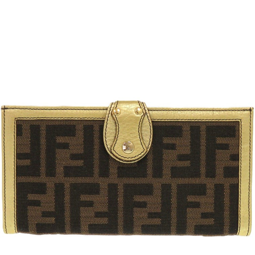 FENDI Long Wallet Purse AG20193 canvas Brown Zucca W Hook Wallet