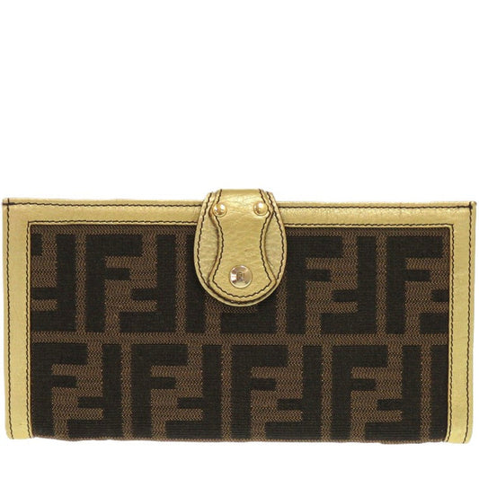 FENDI Long Wallet Purse AG20193 canvas Brown Zucca W Hook Wallet