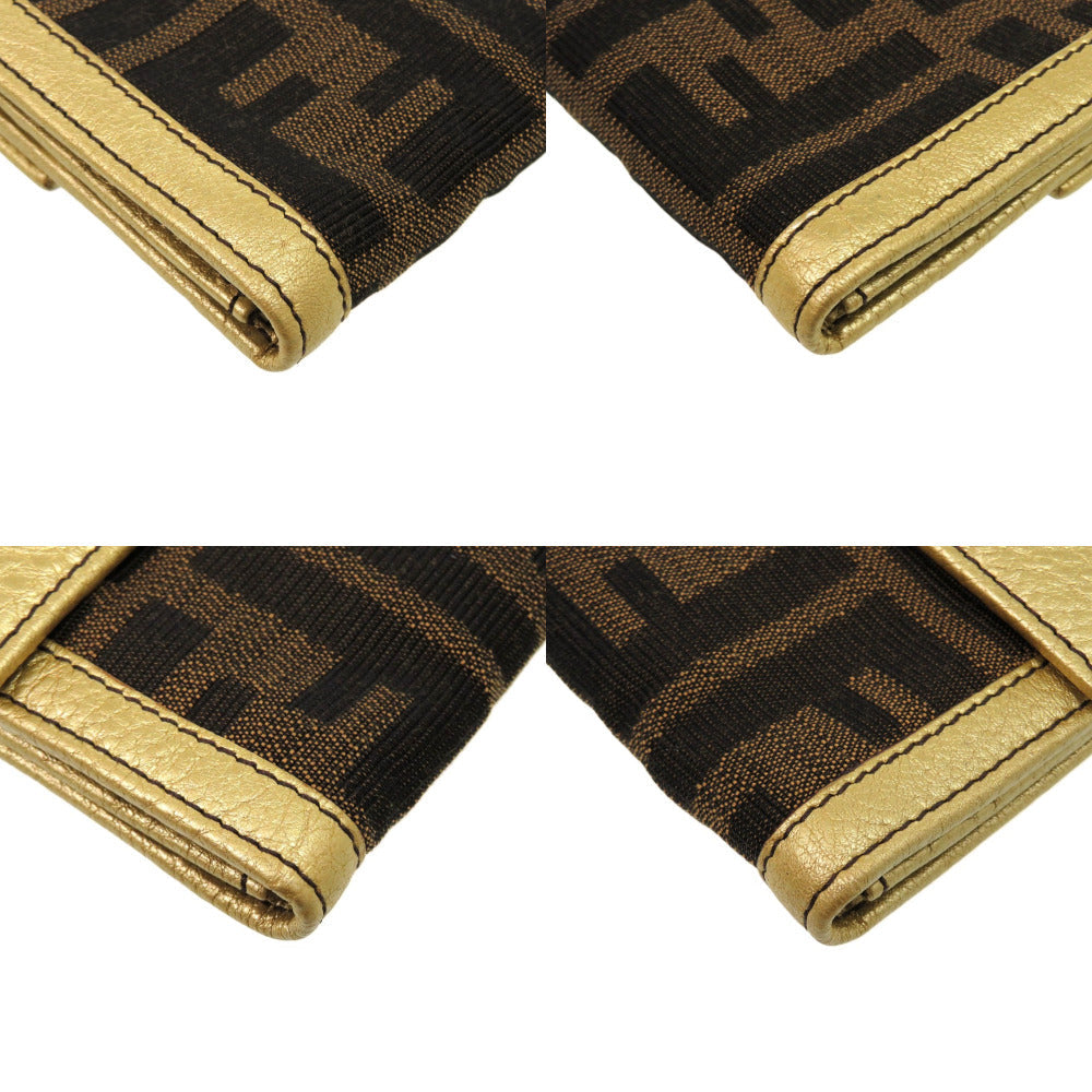 FENDI Long Wallet Purse AG20193 canvas Brown Zucca W Hook Wallet