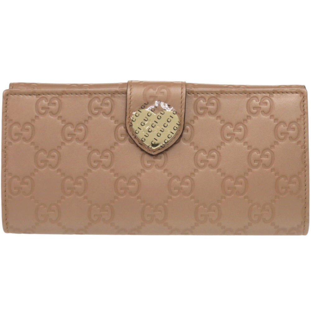GUCCI Long Wallet Purse 203550 leather pink beige Guccisima
