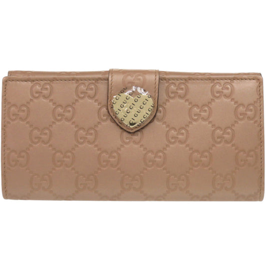 GUCCI Long Wallet Purse 203550 leather pink beige Guccisima