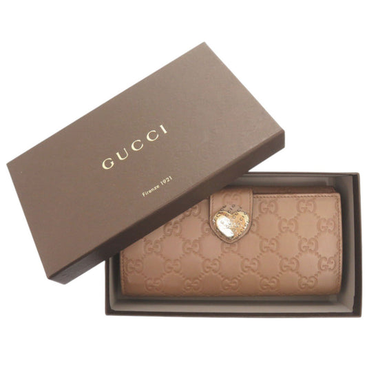 GUCCI Long Wallet Purse 203550 leather pink beige Guccisima