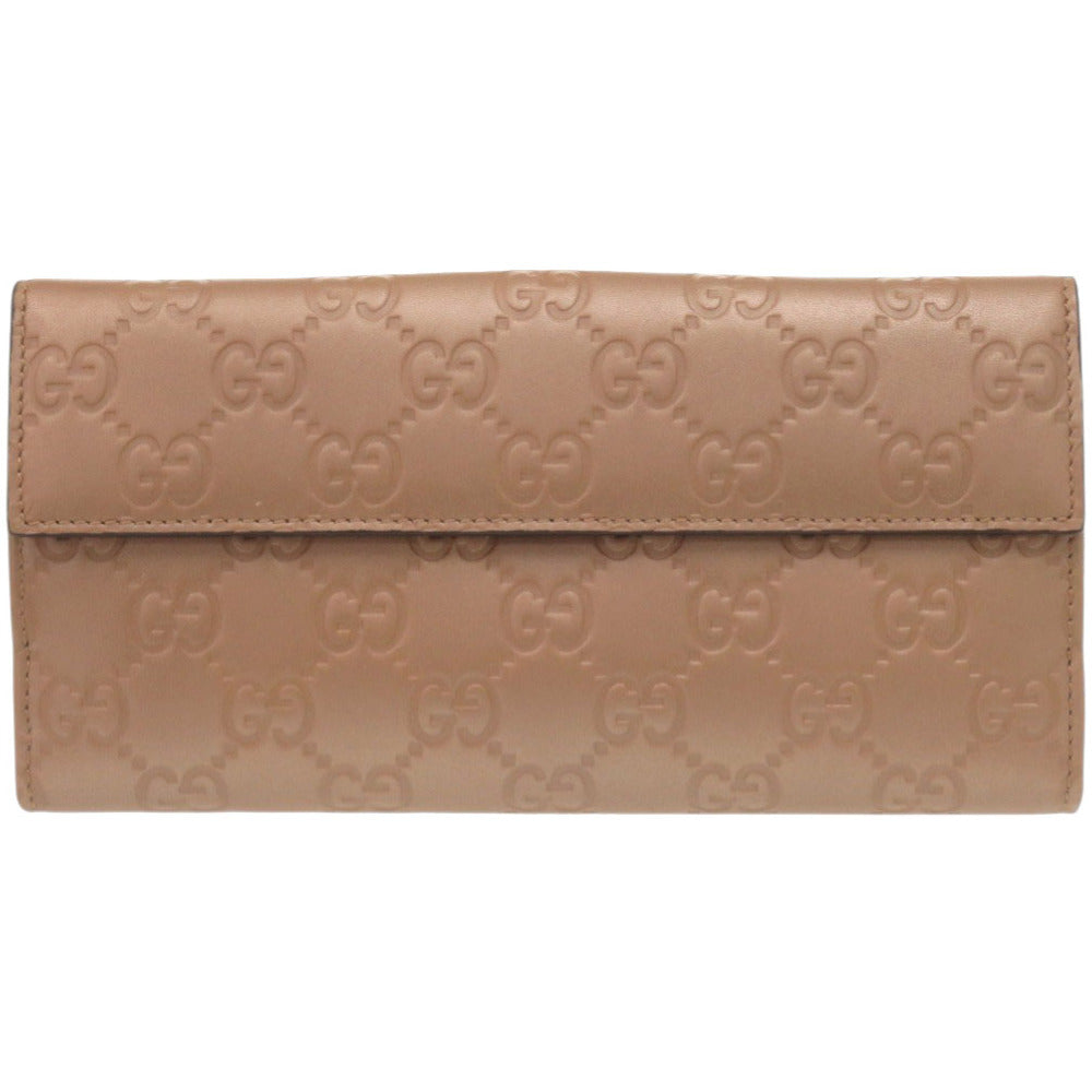 GUCCI Long Wallet Purse 203550 leather pink beige Guccisima