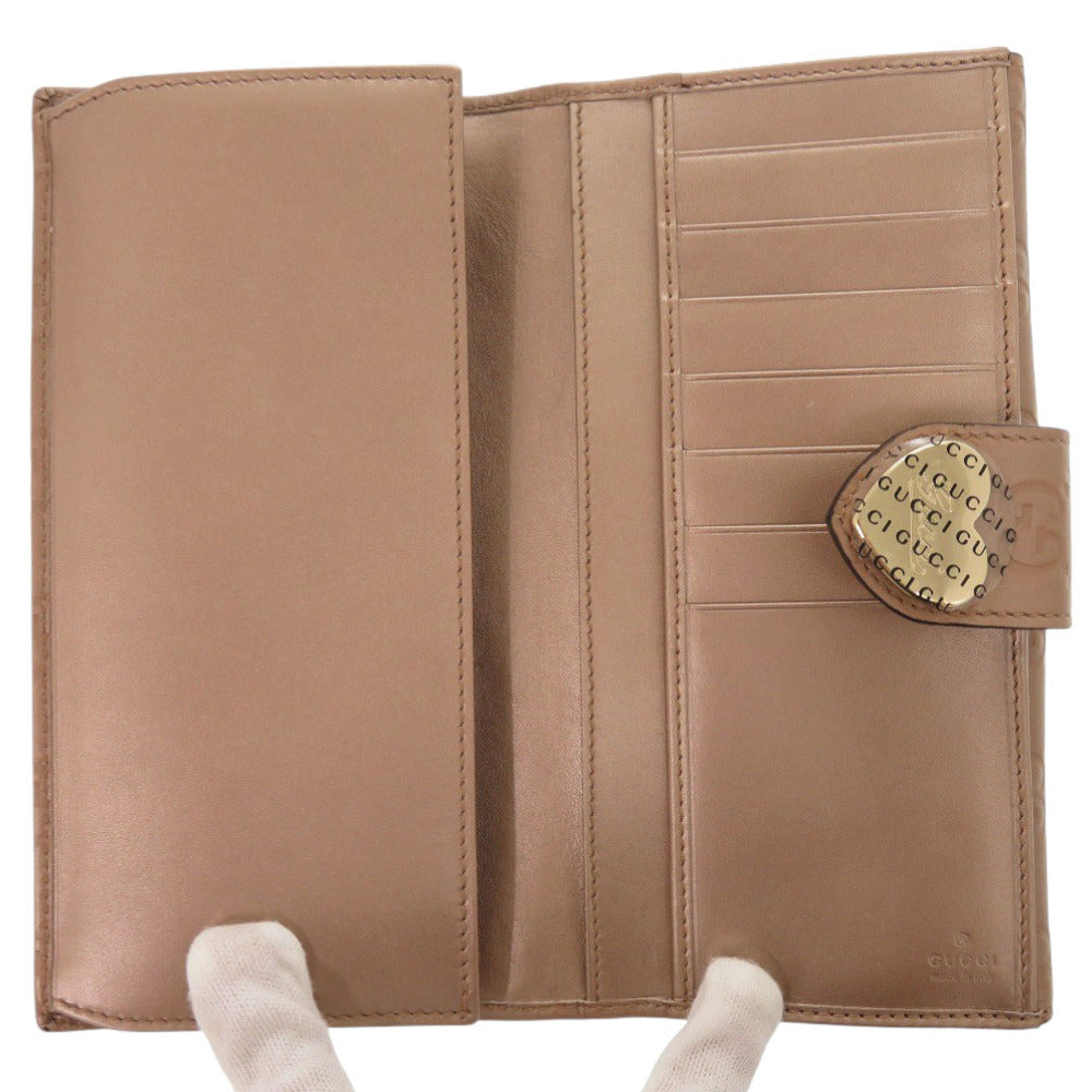 GUCCI Long Wallet Purse 203550 leather pink beige Guccisima