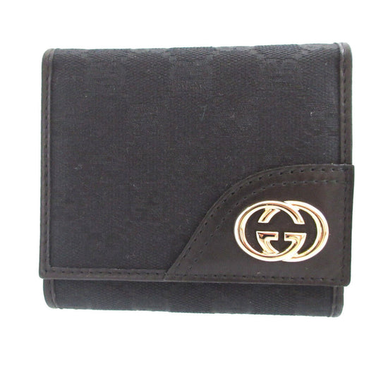GUCCI Tri-fold wallet 181597 GG canvas, leather black Interlocking G