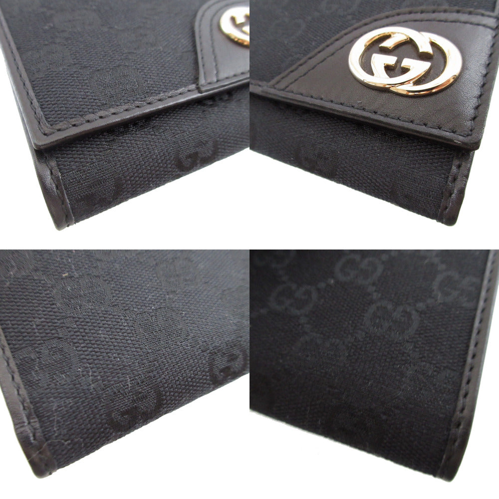 GUCCI Tri-fold wallet 181597 GG canvas, leather black Interlocking G