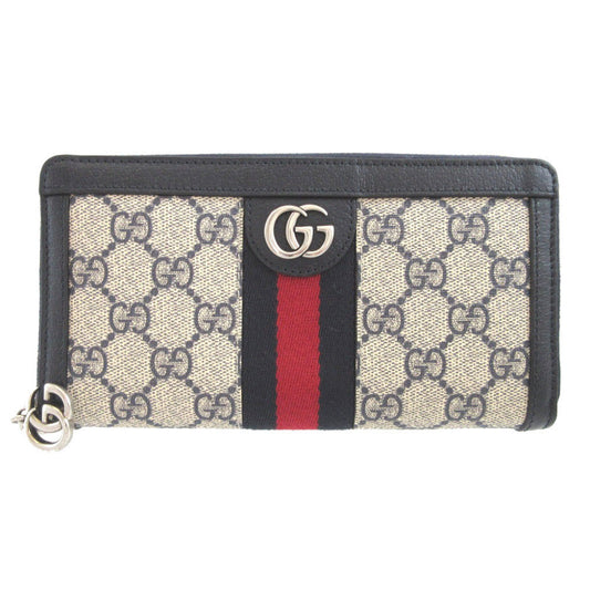 GUCCI Long Wallet Purse 523154 GG Supreme, Leather beige Ofidia