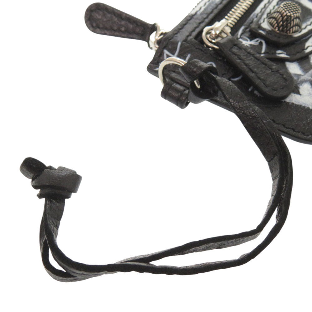 BALENCIAGA Coin case 776769 leather black Le Cagoule Graffiti