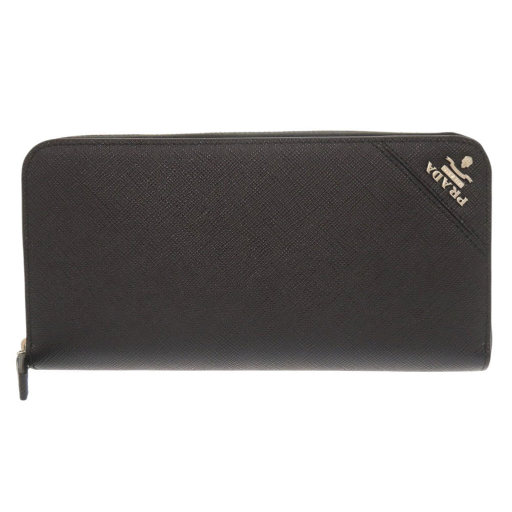 PRADA Long Wallet Purse leather black