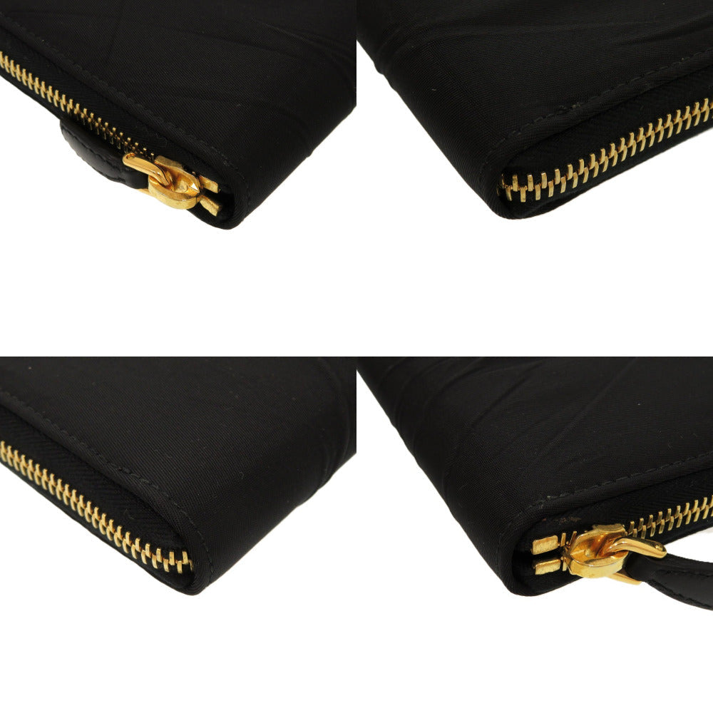 PRADA Long Wallet Purse Nylon black Wrinkles processing