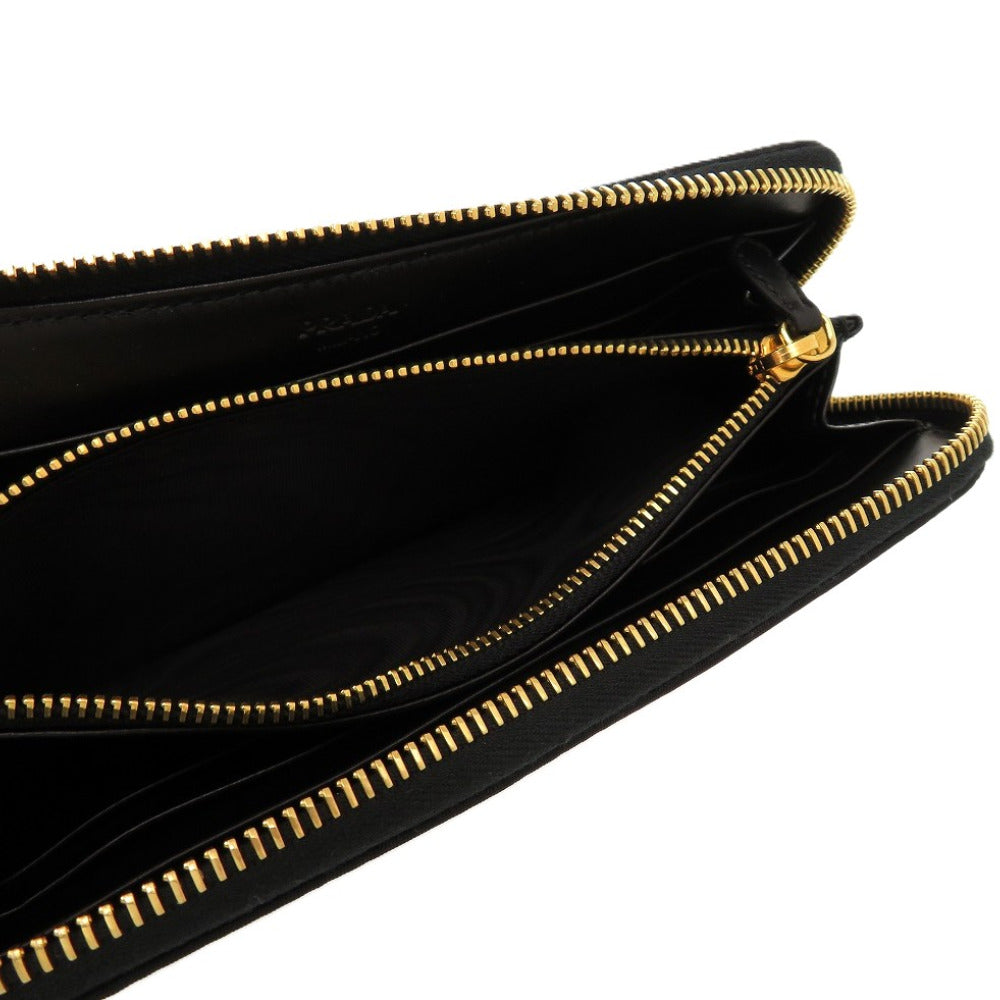 PRADA Long Wallet Purse Nylon black Wrinkles processing