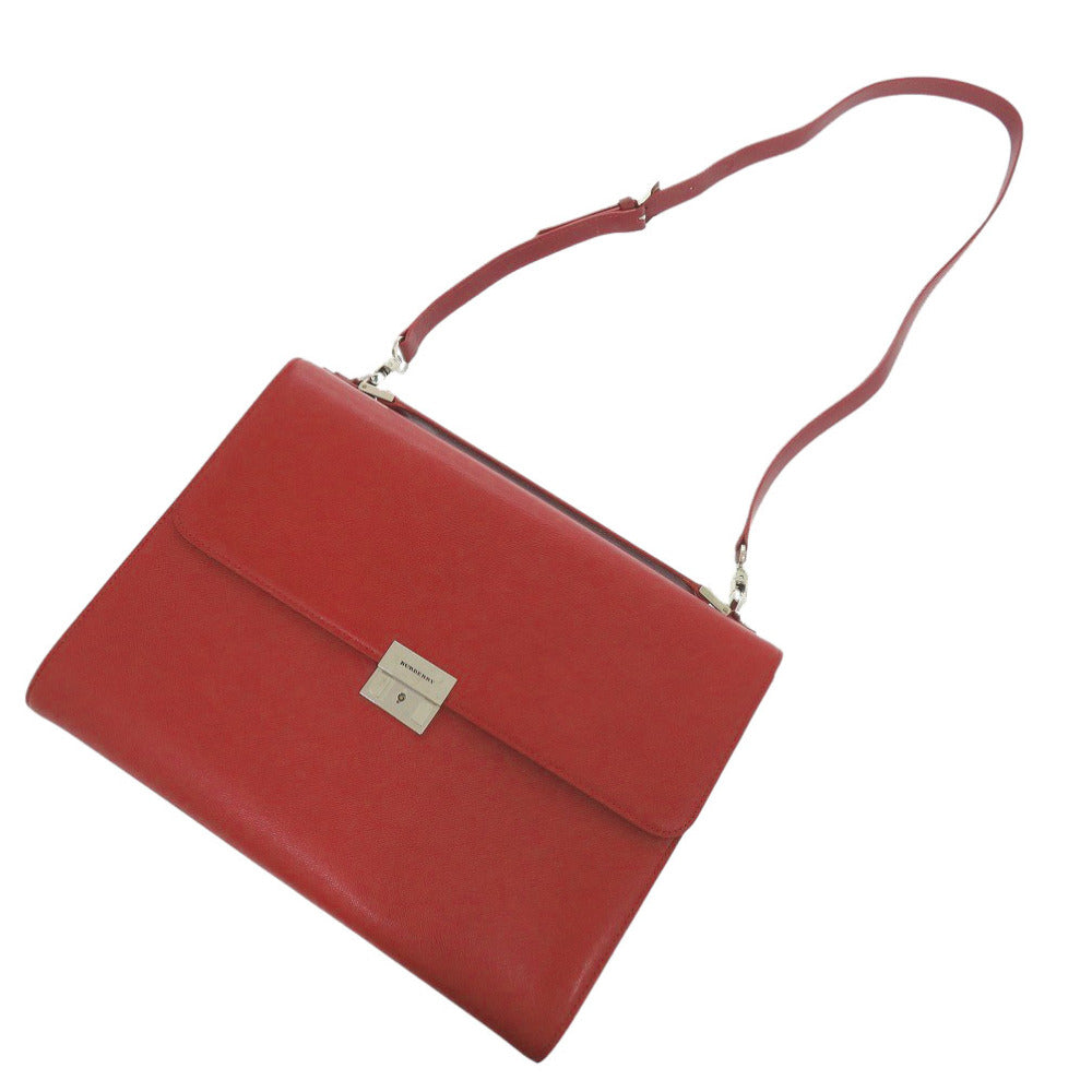 BURBERRY Business bag leather Red