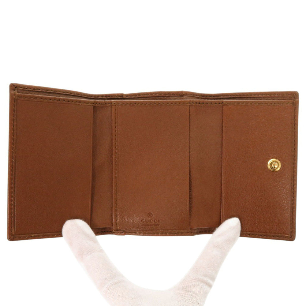 GUCCI Tri-fold wallet 658633 Leather, Bamboo Brown Diana medium