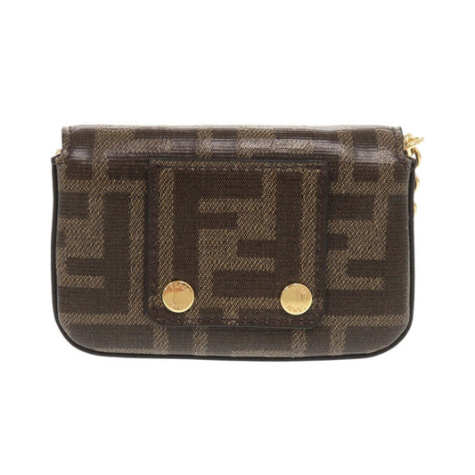 FENDI Shoulder Bag 7AR798 PVC Brown Nano Baguette Charm