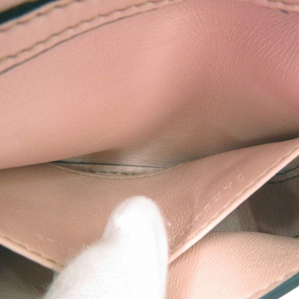 FENDI Pouch leather Pink gold nano baguette charm