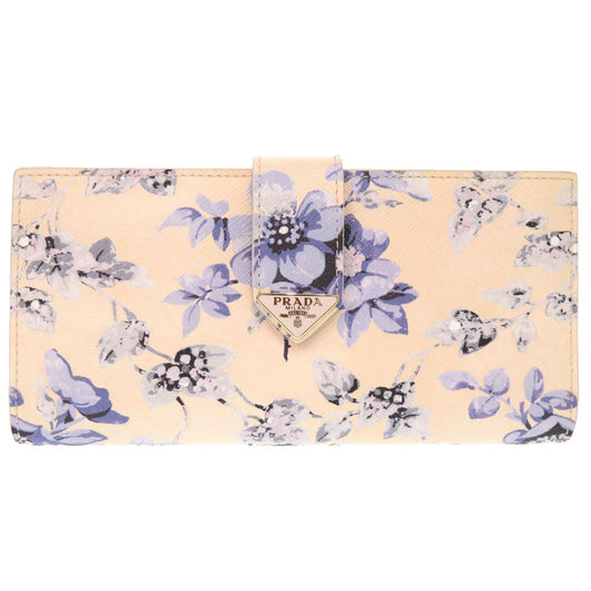 PRADA Long Wallet Purse 1MV025 leather Ivory Floral