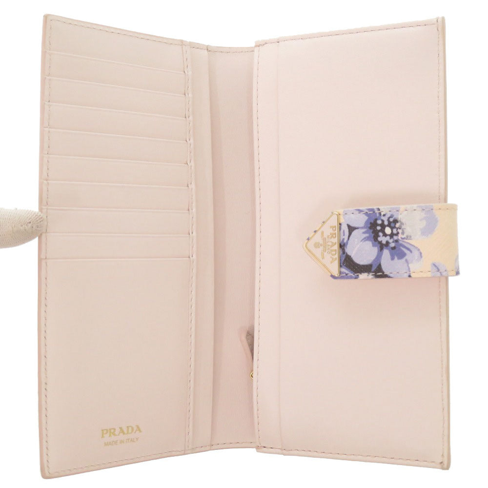 PRADA Long Wallet Purse 1MV025 leather Ivory Floral