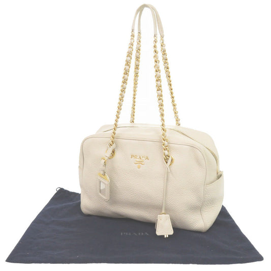 PRADA Shoulder Bag leather beige