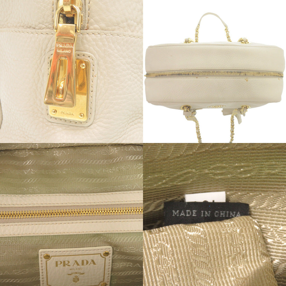 PRADA Shoulder Bag leather beige
