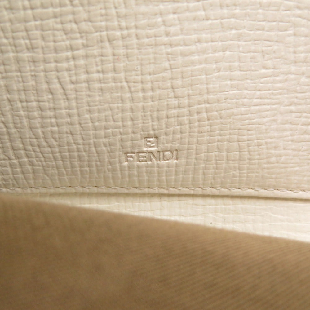 FENDI Long Wallet Purse 8M0024 leather white FF Zucca