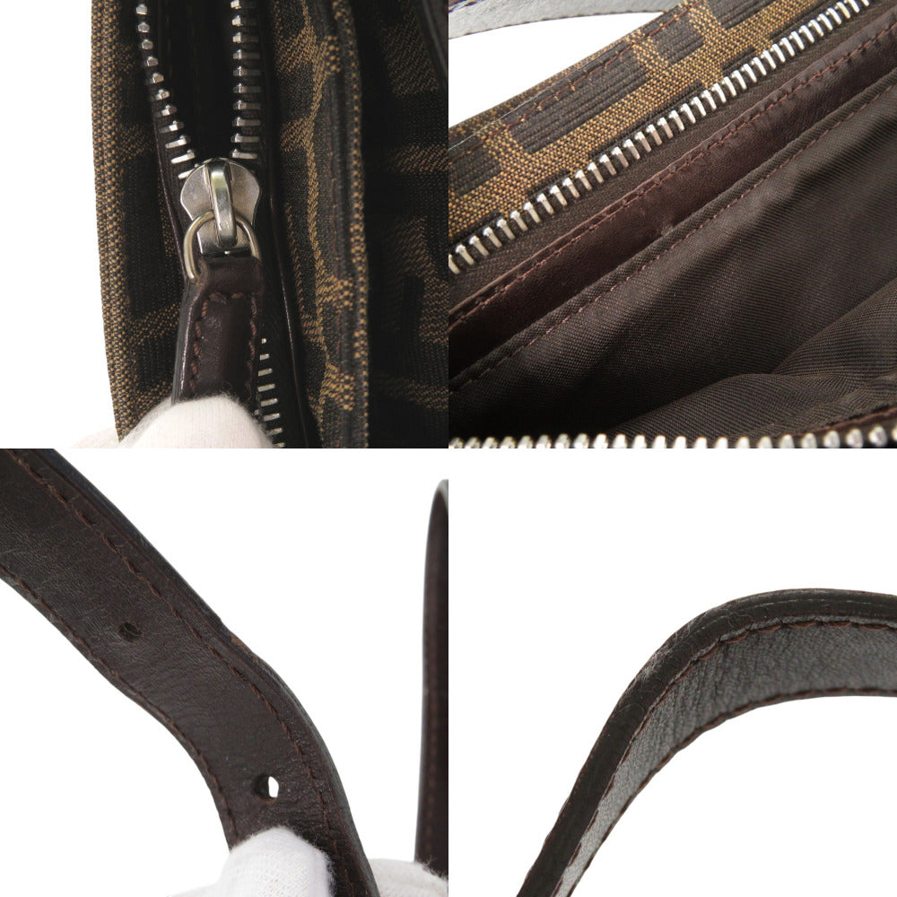 FENDI Shoulder Bag Canvas, Leather Brown Zucca Pattern