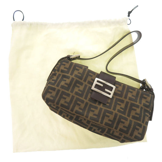 FENDI Shoulder Bag Canvas, Leather Brown Zucca Pattern