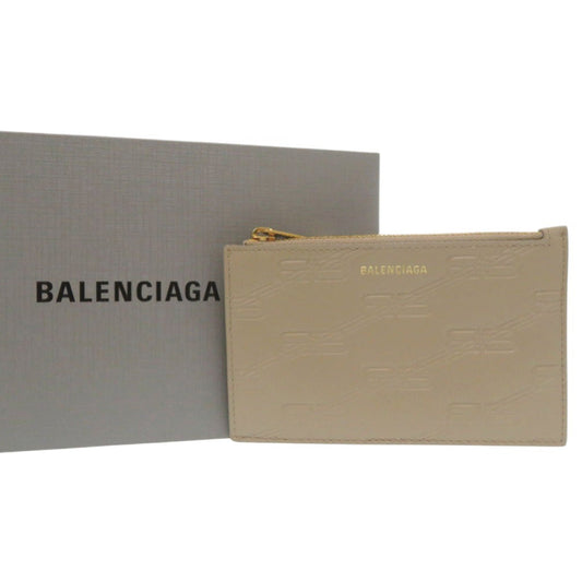 BALENCIAGA Coin case 717784 leather beige